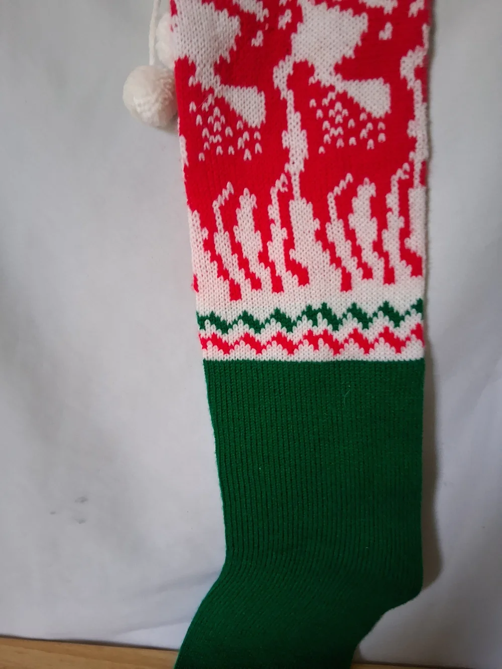 Festive Reindeer Knit Holiday Stocking - Red, Green & White